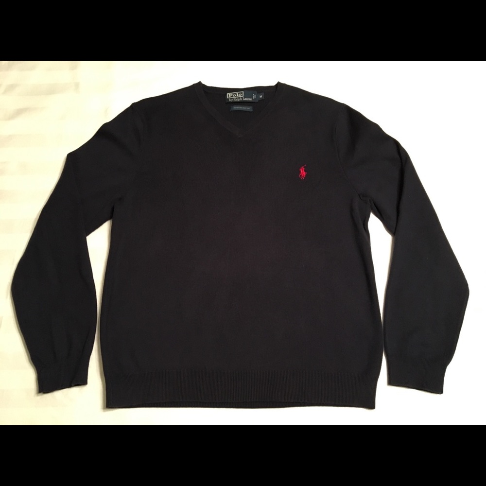 Polo by Ralph Lauren navy blue V neck sweater.